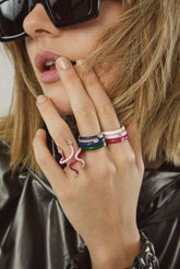 Silver Joy Ring, Rose Gold Plating, Natural White Topaz+ Give Fun Gift